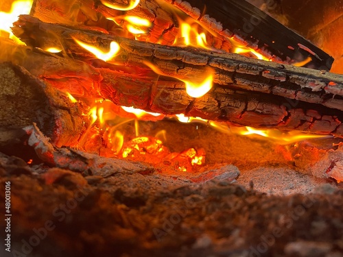fire in a fireplace