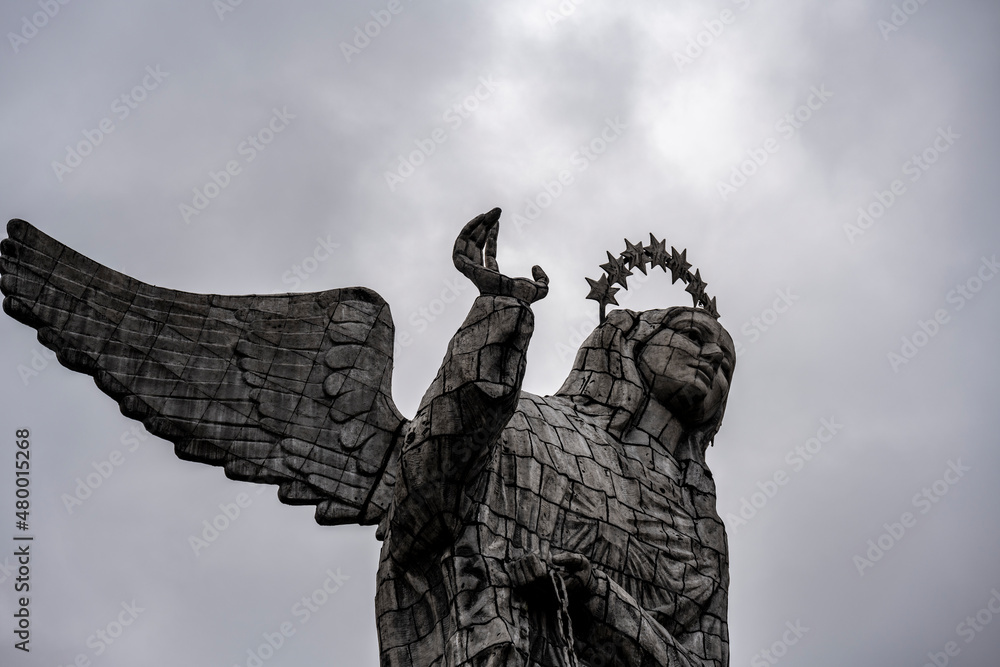 monument of Our Lady with wings over the capital of Ecuador, Quito 