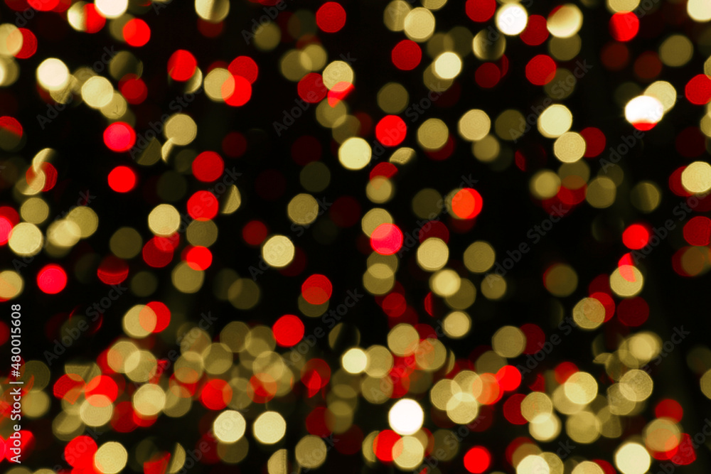 Holiday decorations from electric holiday lights at night. Holiday decorations from electric holiday lights at night.