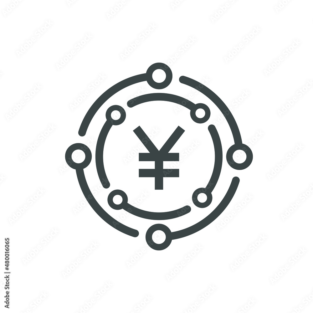 Yen digital money line icon isolated on white background. Vector Yen digital money line icon isolated on white background. Vector