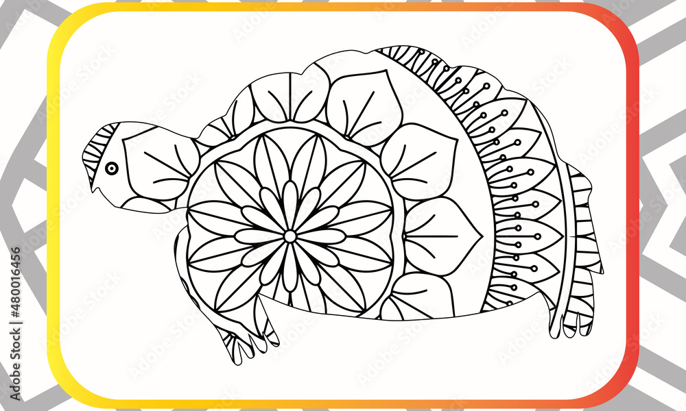 Drawing zentangle turtle for coloring page, shirt design effect, logo ...