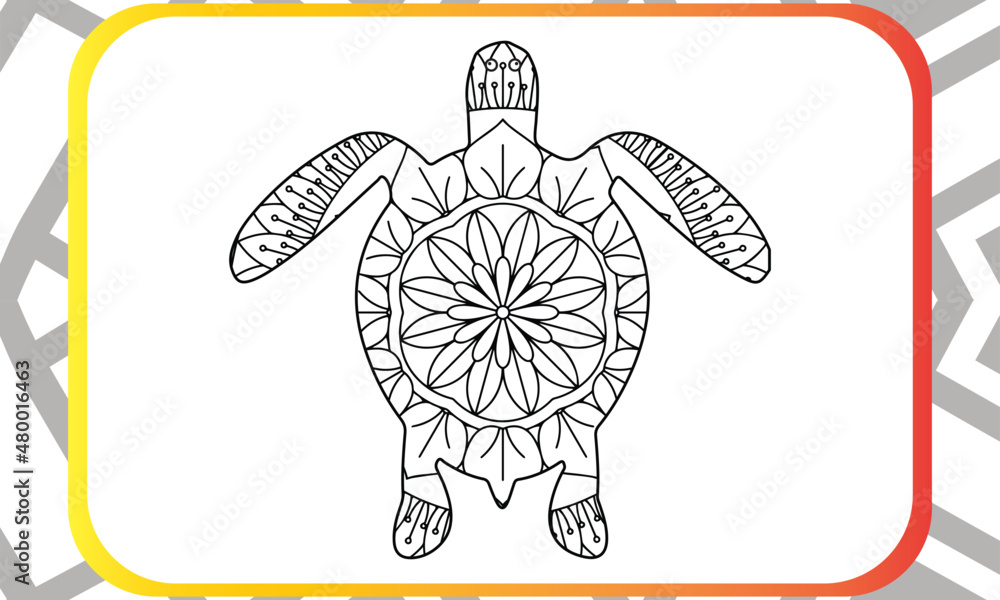 Drawing zentangle turtle for coloring page, shirt design effect, logo ...