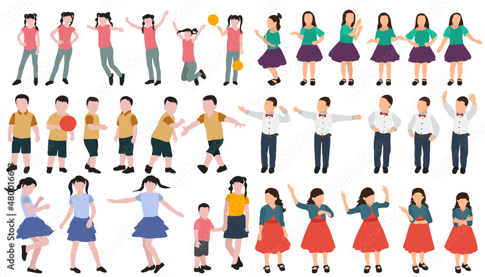 kids silhouette set on white background, isolated, vector kids silhouette set on white background, isolated, vector