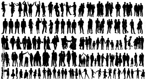 people silhouette set on white background, isolated, vector