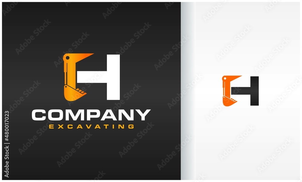 excavator letter H logo excavator letter H logo
