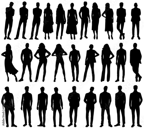 people silhouette set on white background, isolated