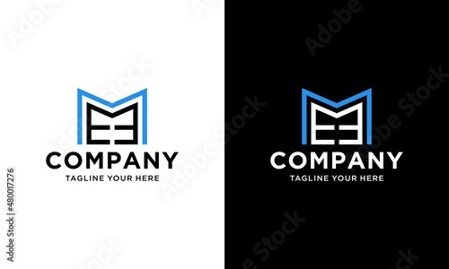 Logo Initial MEE,EEM,EME letters Template.Modern Style. on a black and white background.