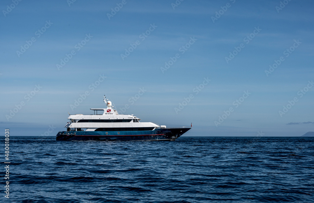 fragments of a safari ship against the background of the sea and islands fragments of a safari ship against the background of the sea and islands