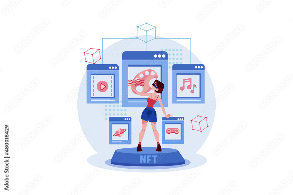 Blockchain Technology Illustration concept. Flat illustration isolated on white background