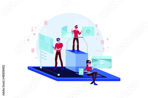 Blockchain Technology Illustration concept. Flat illustration isolated on white background