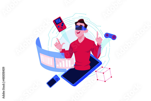 Blockchain Technology Illustration concept. Flat illustration isolated on white background