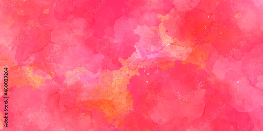 Pink watercolor on paper background with splashes. abstract watercolor painting textured on white paper background. Red tone nebula abstract background