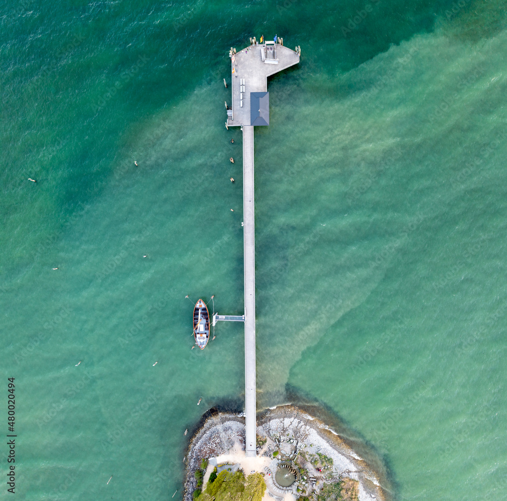 Φωτογραφία Drohnenaufnahme des Landungsstegs in Immenstaad am Bodensee mit der Drohne am Ha