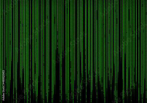 Green binary code as matrix isolated on black background. A stylized image of a binary code flowing from top to bottom from the currency symbols of different countries.