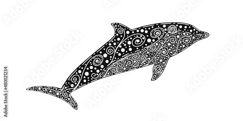 Hand drawn dolphin . illustration of sea animals.