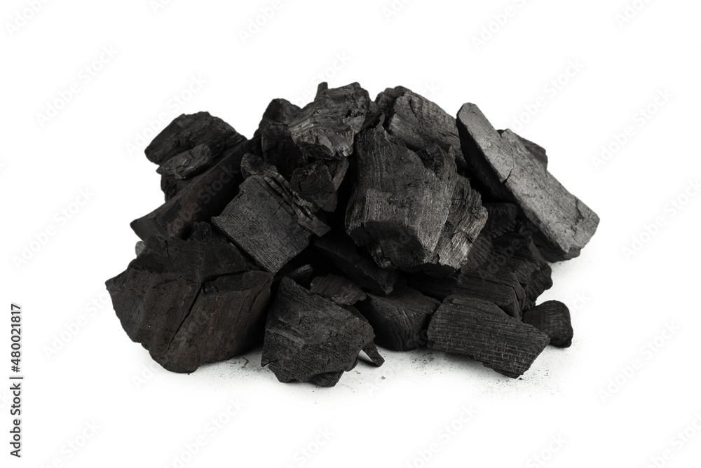 Black oak coal isolated on white background. Black oak coal isolated on white background.