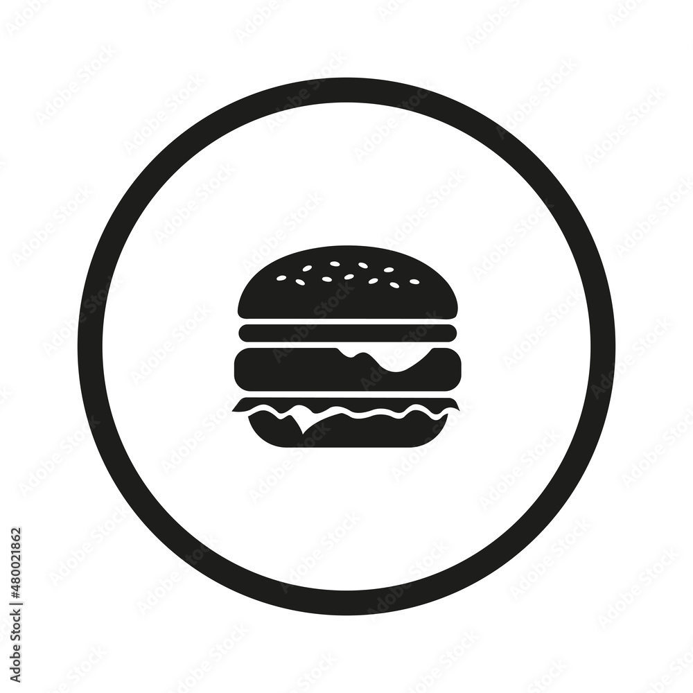 Hamburger. Burger. Cheeseburger. Fast food icons. Hamburger. Burger. Cheeseburger. Fast food icons.