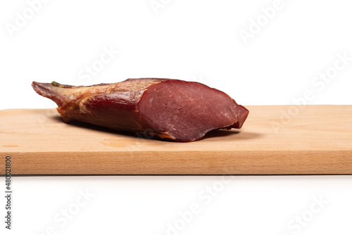 Smoked meat isolated on a white background.