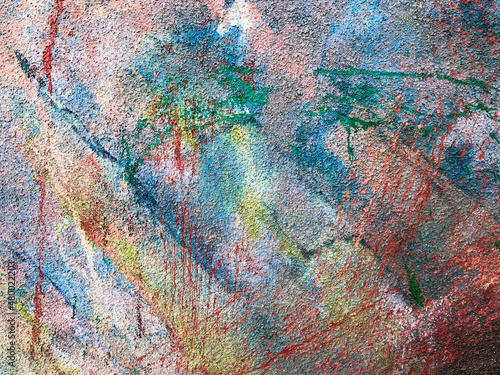 Colourful urban background, a fragment of the city wall with traces of different paint.