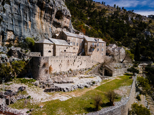 UNESCO world heritage - Blaca hermitage, island Brac (Brač), Croatia. Aeriel view in the summer.