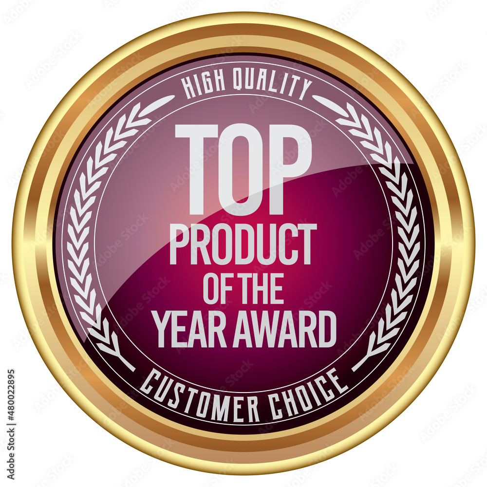 Top Product Of The Year Award. Customer Choice. Vector Golden Badge.