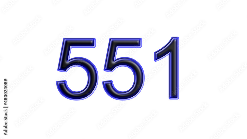 blue 551 number 3d effect white background blue 551 number 3d effect white background