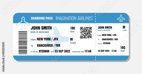 Boarding pass flight ticket