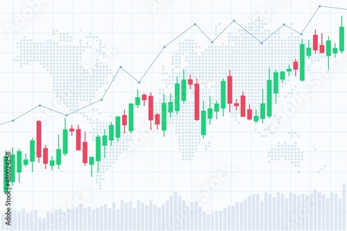 Candlestick chart investing concept illustration