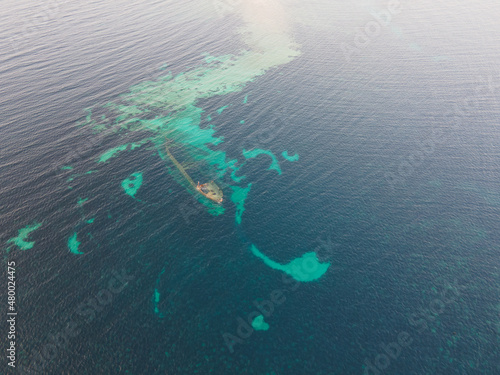 Famous shipwreck - wreck Michelle (Potonuli brod S. Michele) in the Adriatic sea, Dugi Otok, Croatia photo