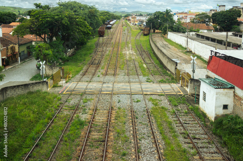 train track on a railroad