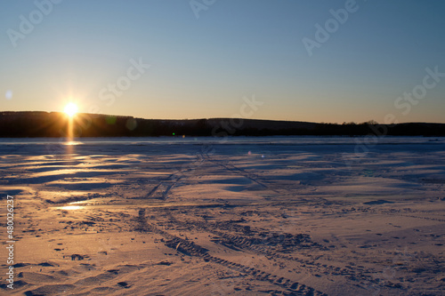 sunset in the snow