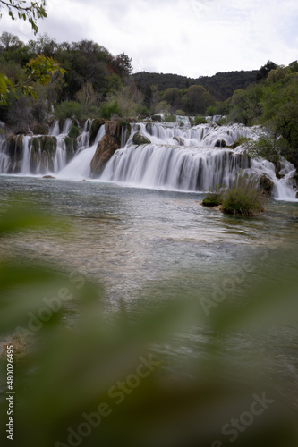 Waterfall  cascade in the Krka national park in Croatia