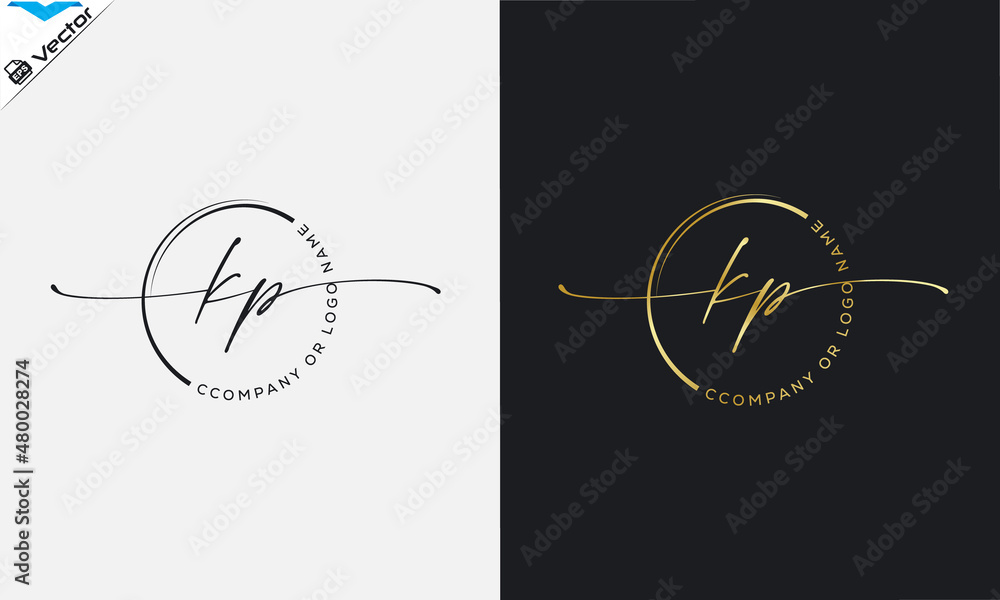 K p Initial handwriting signature logo, initial signature, elegant logo design
vector template.
 - obrazy, fototapety, plakaty 
