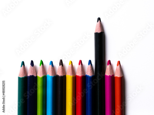 difference in thinking shown visually with colored pencils