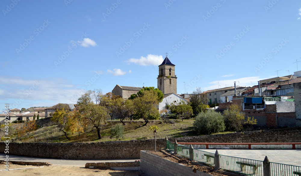 Vista panorámica de Castellar, provincia de Jaén, España. Pueblos de la Comarca del Condado en Jaén.