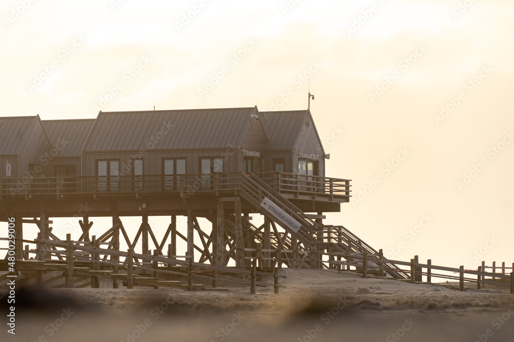 buildings on the beach of Sankt Peter Ording - Germanys north sea buildings on the beach of Sankt Peter Ording - Germanys north sea