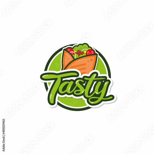Falafel or shawarma logo design vector template. Fast food sign