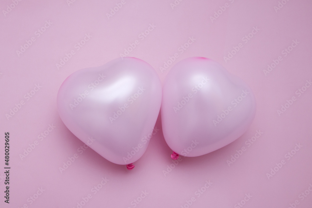 valentine's day flat lay with heart shape two balloons monochrome pink valentine's day flat lay with heart shape two balloons monochrome pink