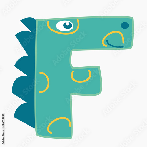 The letter F in the form of a dinosaur.
