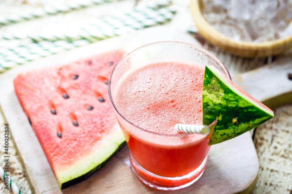 iced natural watermelon juice, made with organic fruit and served in summer iced natural watermelon juice, made with organic fruit and served in summer