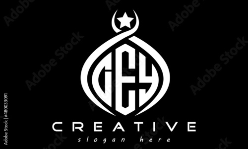 three letters DEY monogram curved oval initial logo design, geometric minimalist modern business shape creative logo, vector template