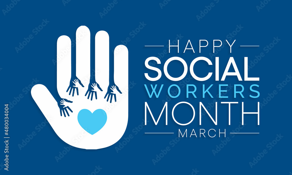 Fototapeta premium Social Work month is observed every year in March, in recognition of the contributions of social workers to society. Vector illustration