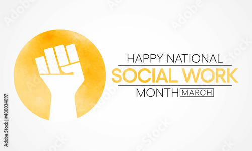 Social Work month is observed every year in March, in recognition of the contributions of social workers to society. Vector illustration