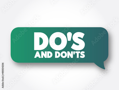 Do's And Don'ts text message bubble, concept background