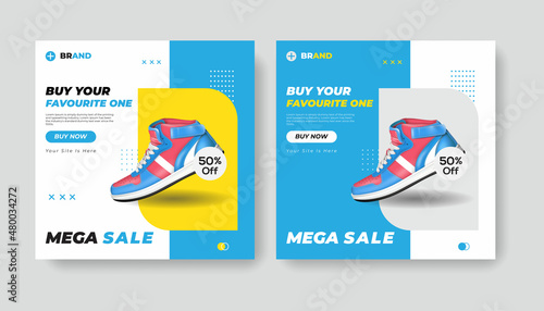 Sport fashion shoes brand product Social media banner post template