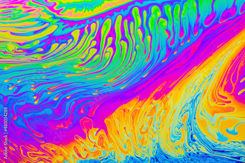Psychedelic multicolored background abstract. Rainbow colors. patterns background. Photo macro shot of soap bubbles. photo