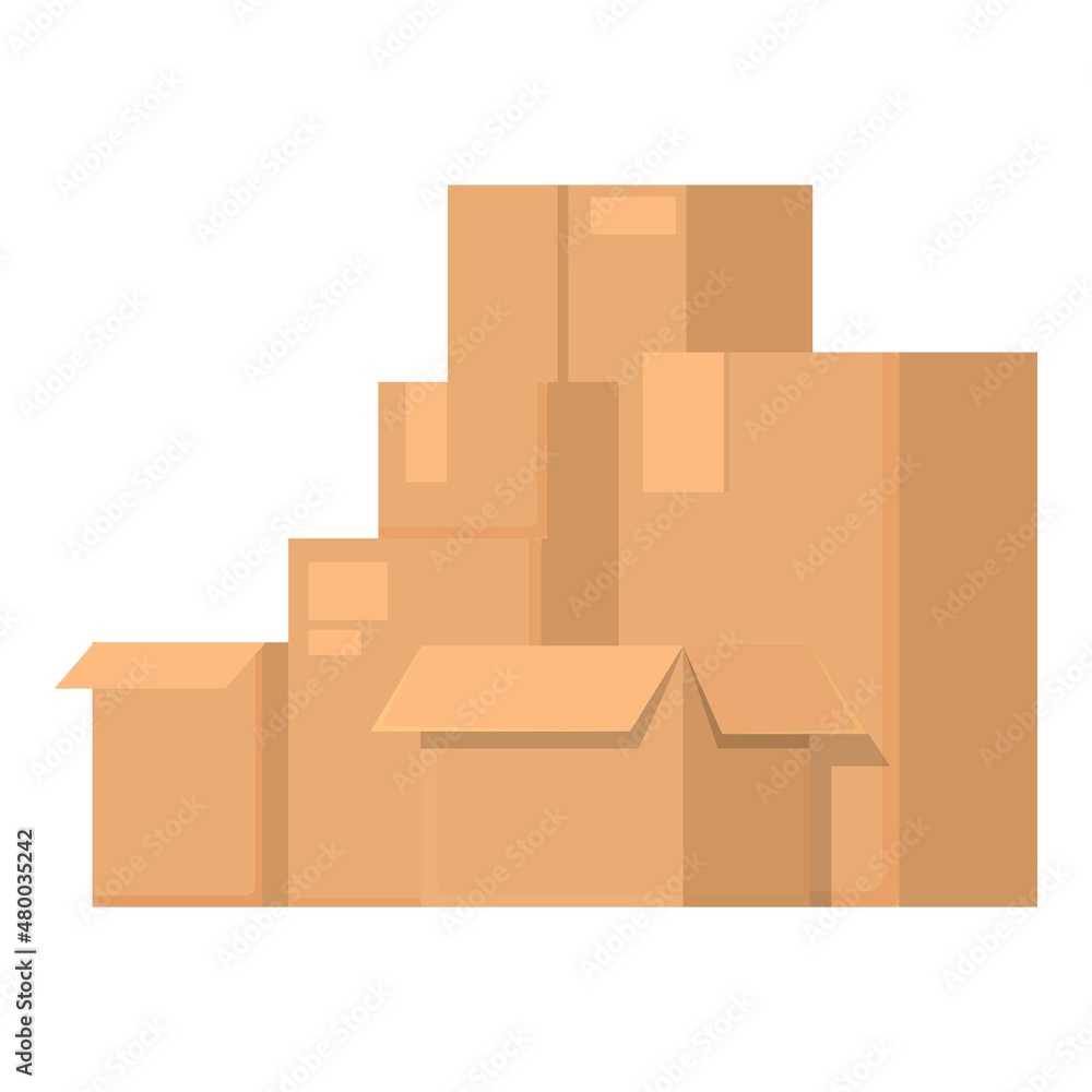 House relocation boxes icon cartoon vector. Move box. Apartment delivery House relocation boxes icon cartoon vector. Move box. Apartment delivery
