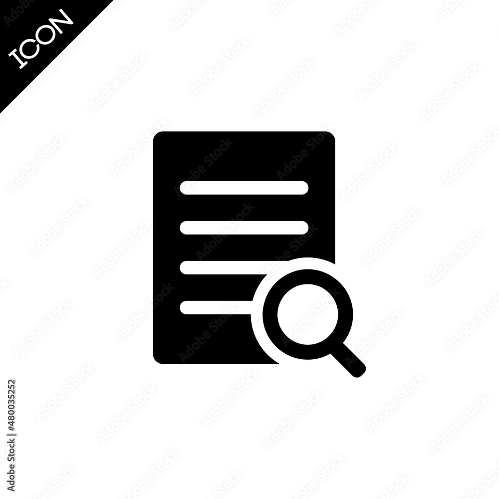 Flat search file icon in black color. Magnifying symbol. Vector illustration. Flat search file icon in black color. Magnifying symbol. Vector illustration.