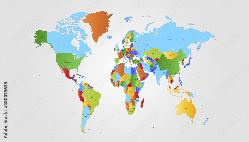 Obraz premium World map. Color vector modern. Silhouette map 