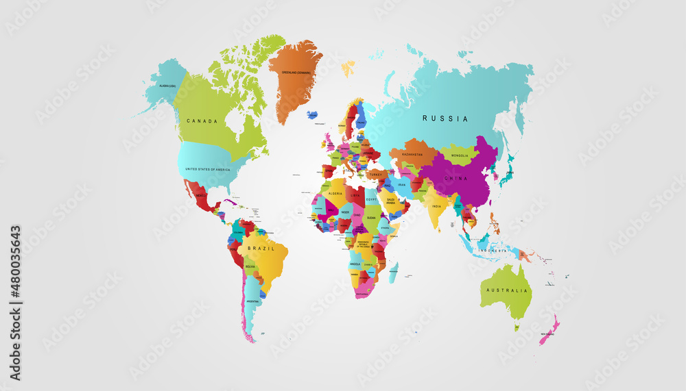 Fototapeta premium World map. Color vector modern. Silhouette map 